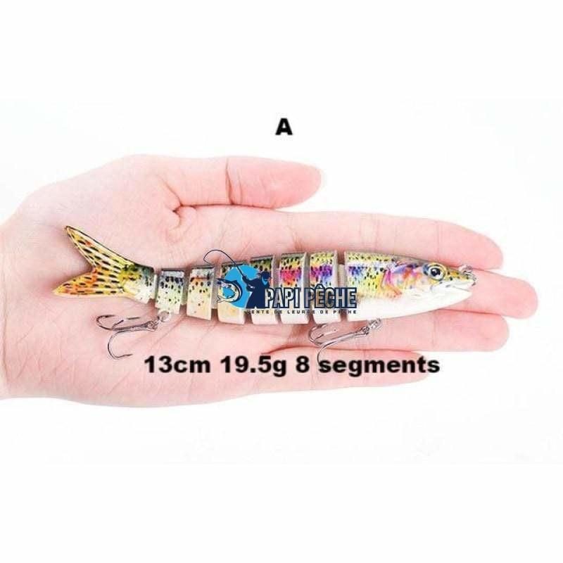 Leurre dur Swimbait réaliste 13cm 19.5g 8 segments