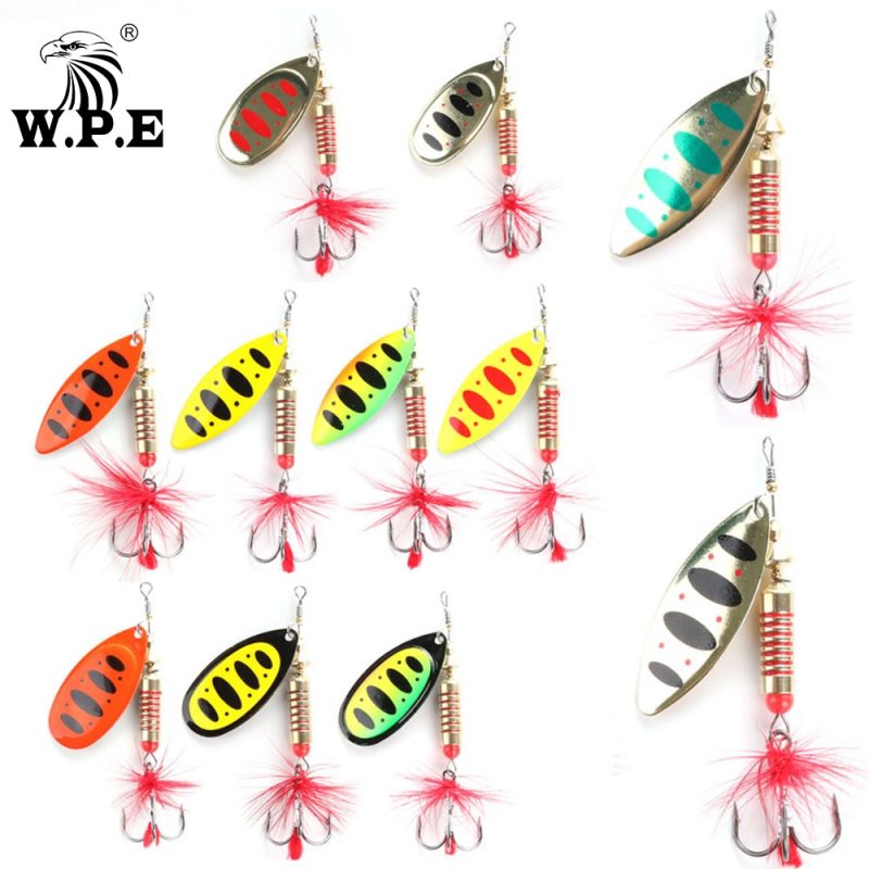 W.P.E – leurre métallique rigide avec triple hameçon, appât artificiel idéal pour la pêche à la cuillère, disponible en 22 couleurs, 6.5/10/13.5g, 1 pièces